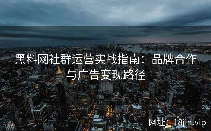 黑料网社群运营实战指南：品牌合作与广告变现路径