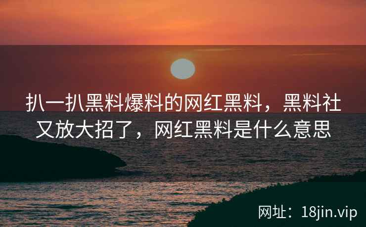 扒一扒黑料爆料的网红黑料，黑料社又放大招了，网红黑料是什么意思